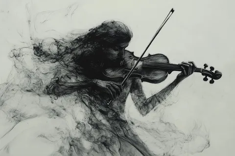 Ink-fluid style violinist, generated with 通用 / 未注明