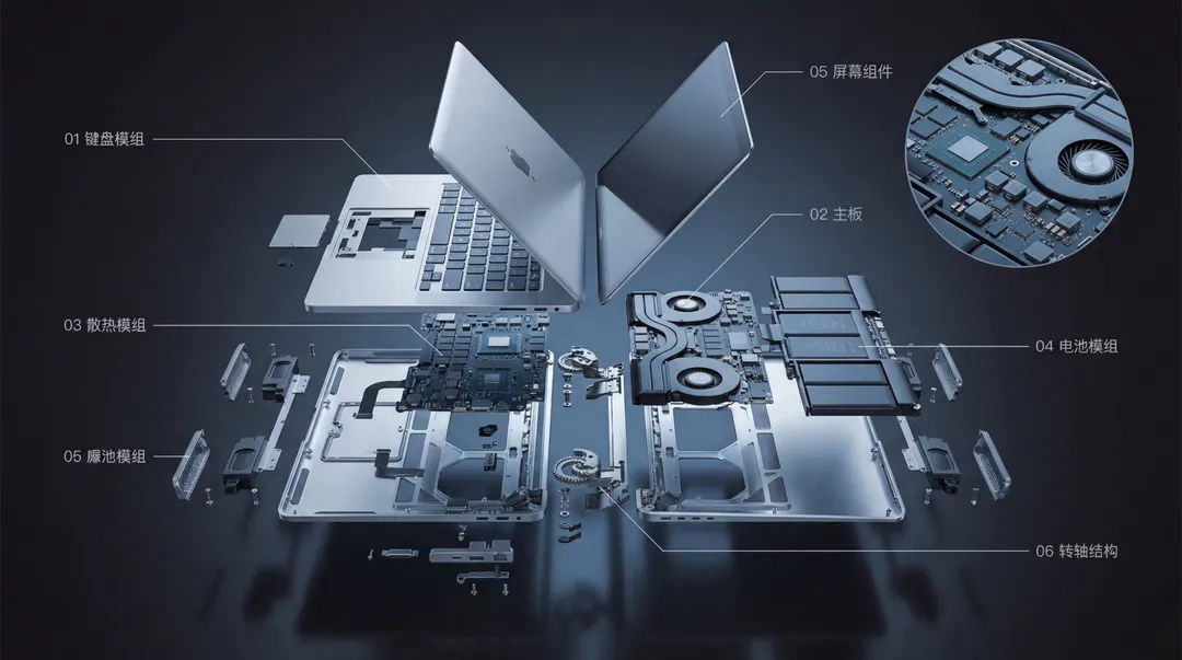 MacBook Pro 笔记本电脑爆炸分解图｜通用 / 未注明 生成