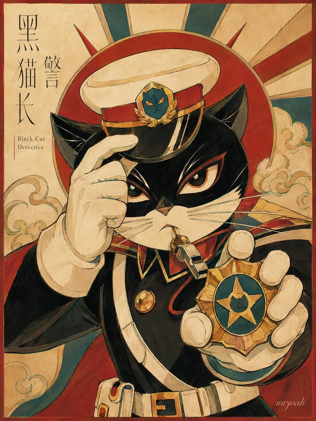 80年代手绘动画风格的阿凡提倒骑毛驴插画，带有民间剪纸色彩｜通用 / 未注明 生成