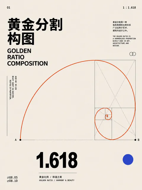 展示对称构图与中心圆形图式的排版教学海报|AIで生成
