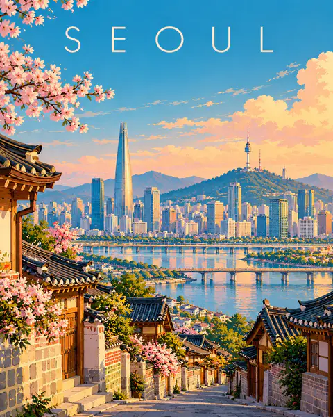 伊斯坦布尔旅行插画海报，展现蓝色清真寺与博斯普鲁斯海峡景色｜GPT Image 2 生成